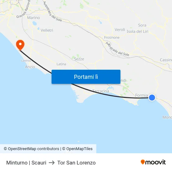 Minturno | Scauri to Tor San Lorenzo map