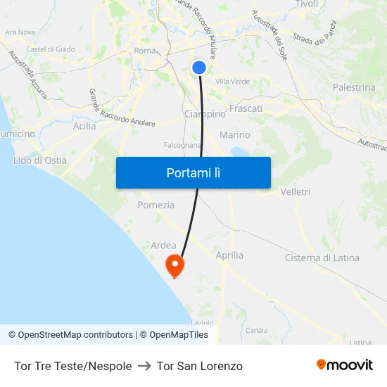Tor Tre Teste/Nespole to Tor San Lorenzo map