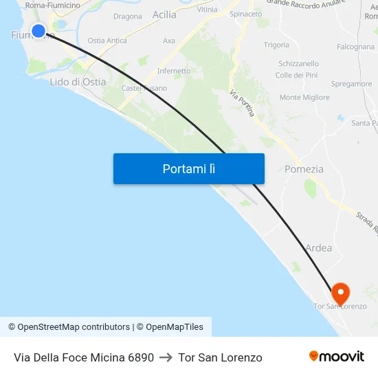 Via Della Foce Micina 6890 to Tor San Lorenzo map