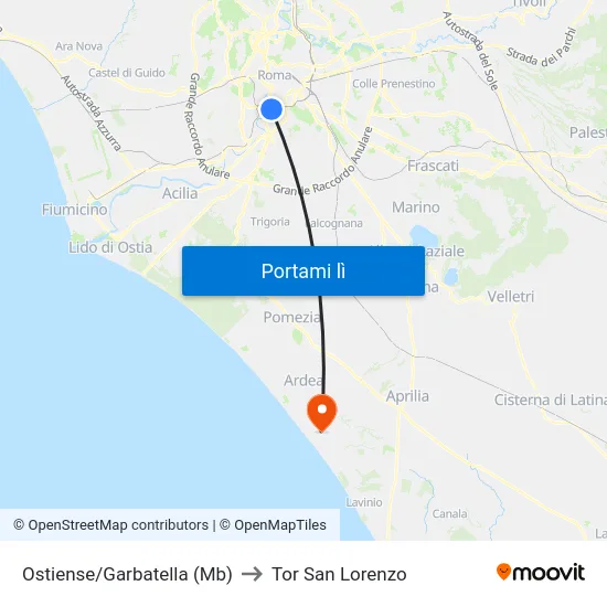 Ostiense/Garbatella (Mb) to Tor San Lorenzo map
