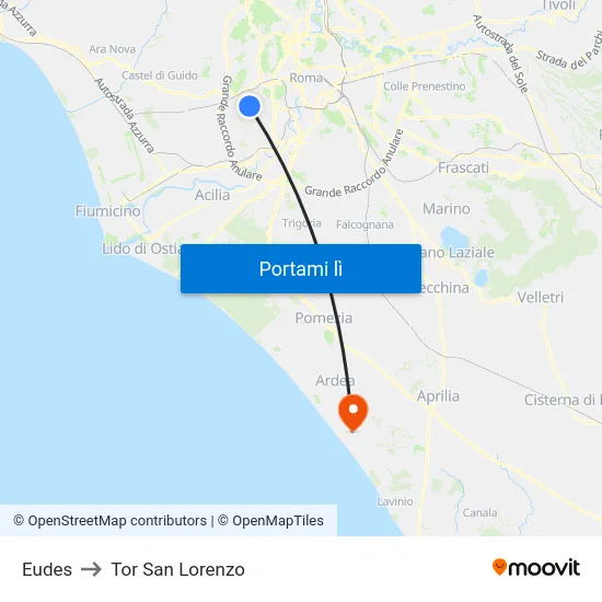 Eudes to Tor San Lorenzo map