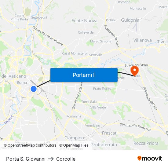 Porta S. Giovanni to Corcolle map