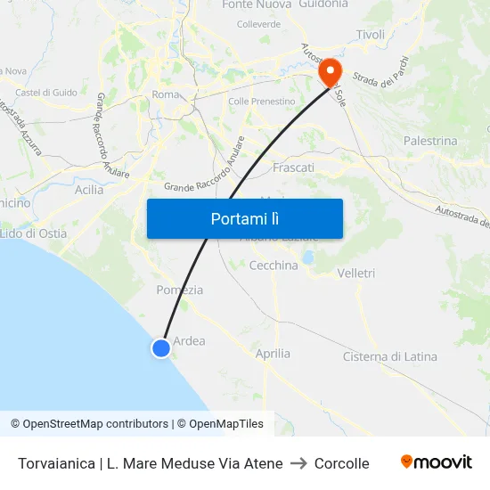 Torvaianica | L. Mare Meduse Via Atene to Corcolle map