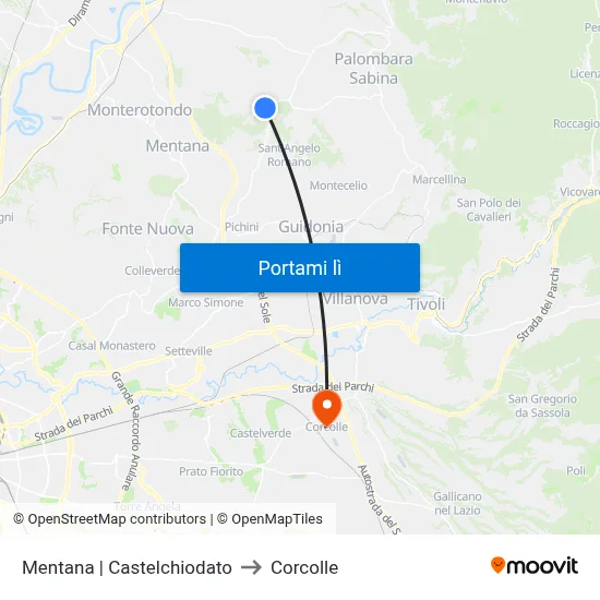 Mentana | Castelchiodato to Corcolle map