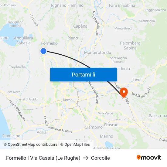 Formello | Via Cassia (Le Rughe) to Corcolle map