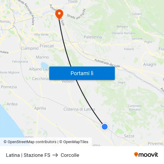 Latina | Stazione FS to Corcolle map
