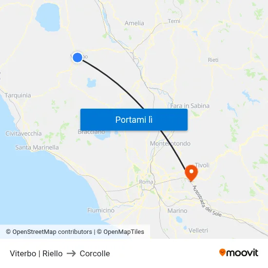 Viterbo | Riello to Corcolle map