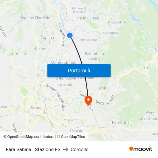 Fara Sabina | Stazione FS to Corcolle map