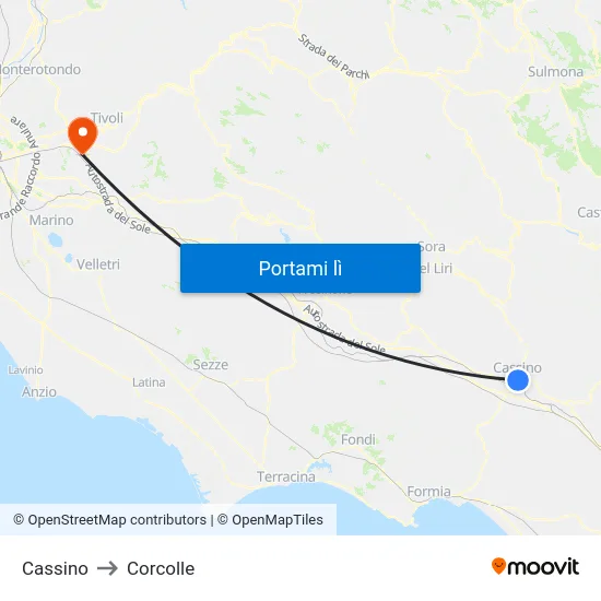 Cassino to Corcolle map