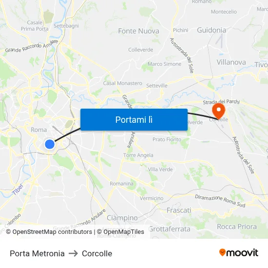 Porta Metronia to Corcolle map