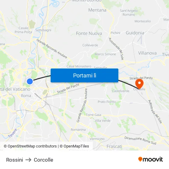Rossini to Corcolle map