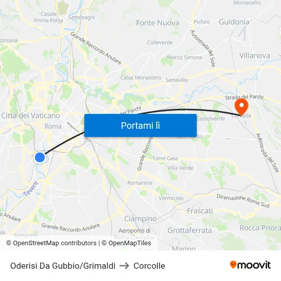Oderisi Da Gubbio/Grimaldi to Corcolle map