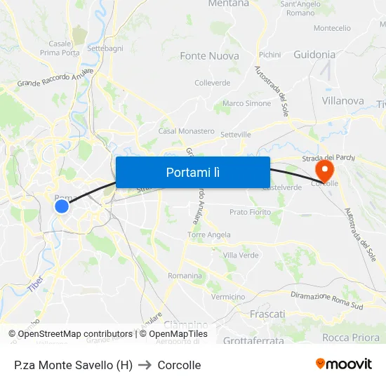 P.za Monte Savello (H) to Corcolle map