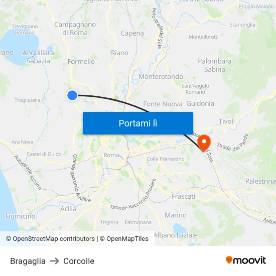 Bragaglia to Corcolle map
