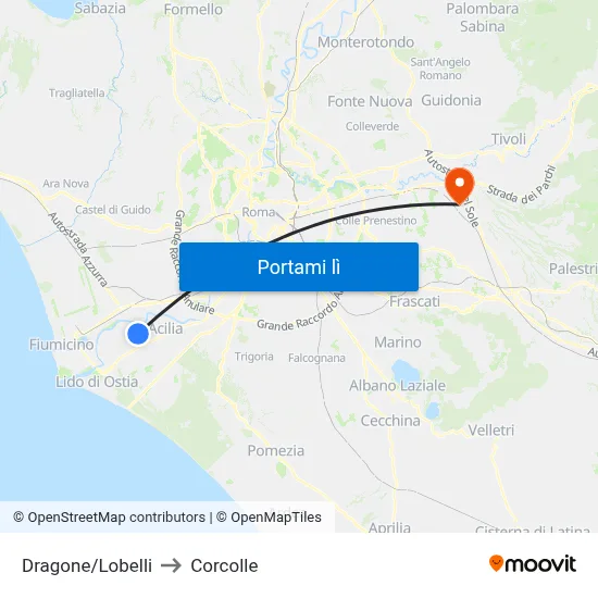 Dragone/Lobelli to Corcolle map