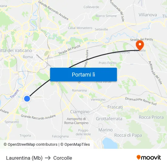 Laurentina (Mb) to Corcolle map