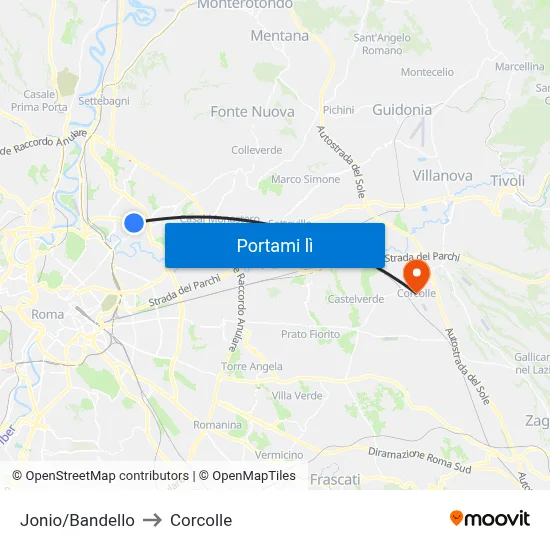Jonio/Bandello to Corcolle map