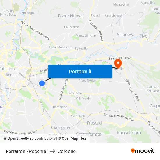 Ferraironi/Pecchiai to Corcolle map