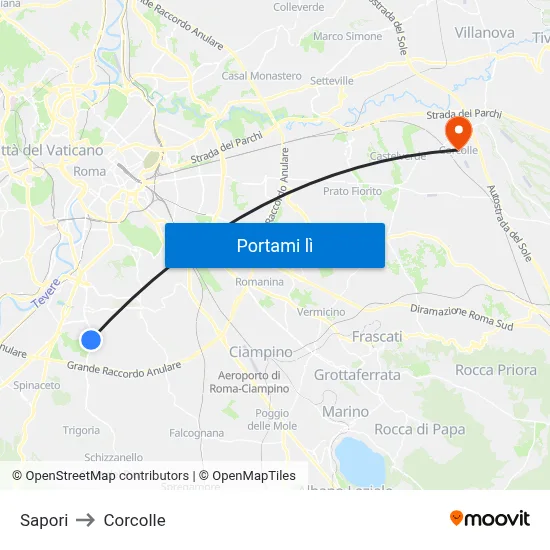 Sapori to Corcolle map
