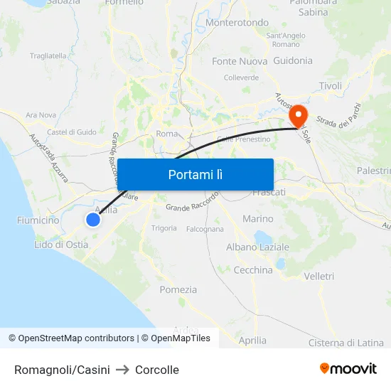 Romagnoli/Casini to Corcolle map