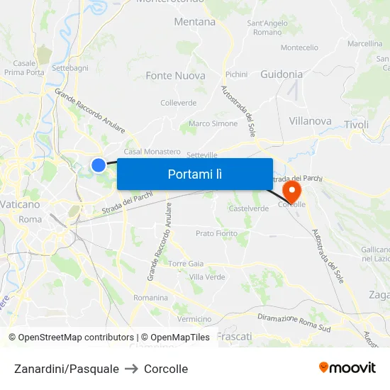 Zanardini/Pasquale to Corcolle map