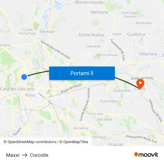 Maxxi to Corcolle map