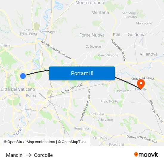 Mancini to Corcolle map
