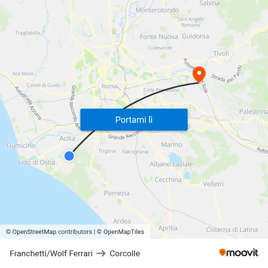 Franchetti/Wolf Ferrari to Corcolle map
