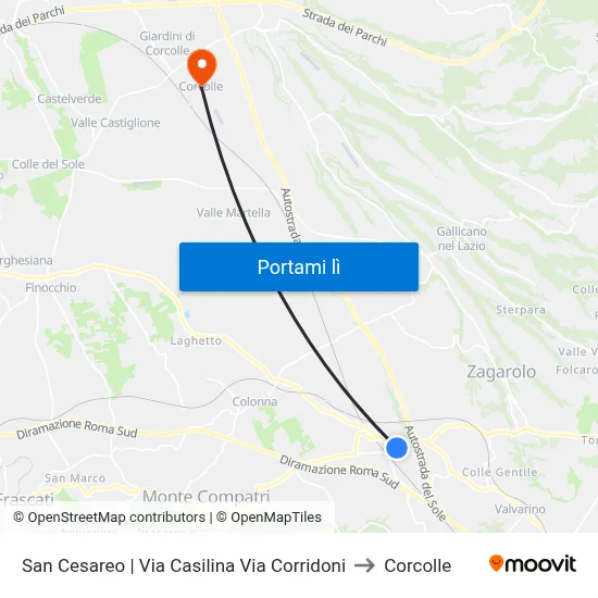 San Cesareo | Via Casilina Via Corridoni to Corcolle map