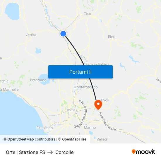 Orte | Stazione FS to Corcolle map