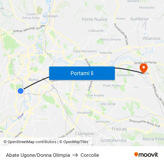 Abate Ugone/Donna Olimpia to Corcolle map