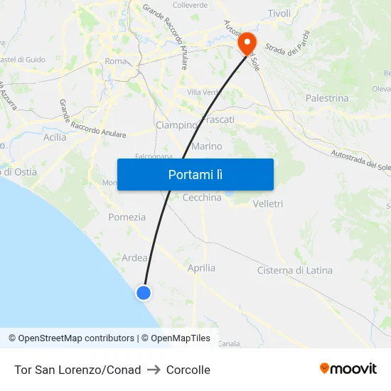 Tor San Lorenzo/Conad to Corcolle map