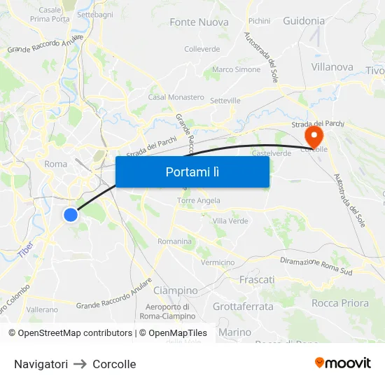 Navigatori to Corcolle map