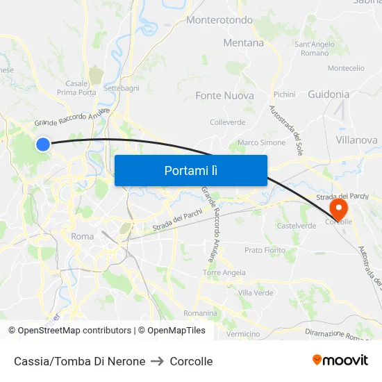 Cassia/Tomba Di Nerone to Corcolle map