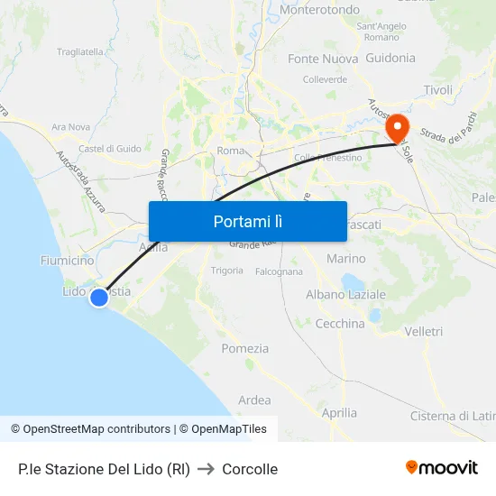 P.le Stazione Del Lido (Rl) to Corcolle map