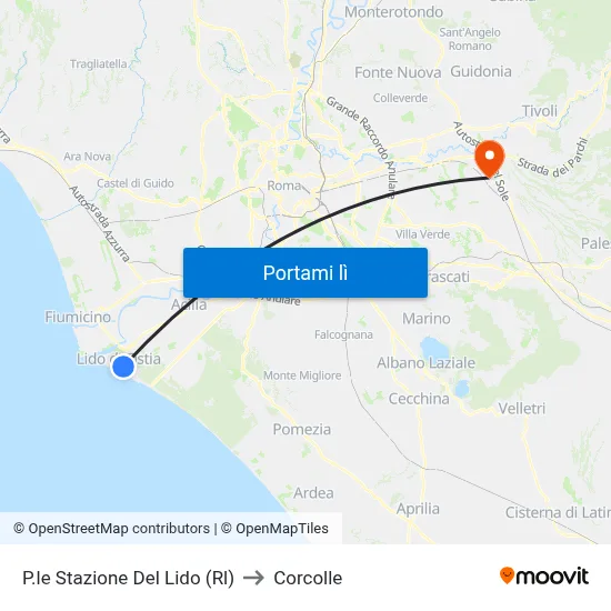 P.le Stazione Del Lido (Rl) to Corcolle map