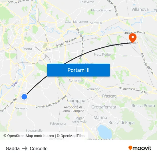Gadda to Corcolle map