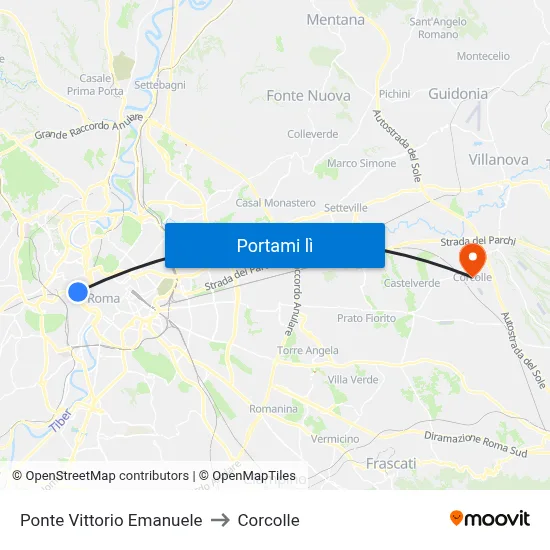 Ponte Vittorio Emanuele to Corcolle map