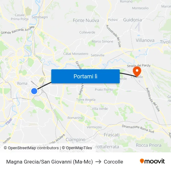 Magna Grecia/San Giovanni (Ma-Mc) to Corcolle map