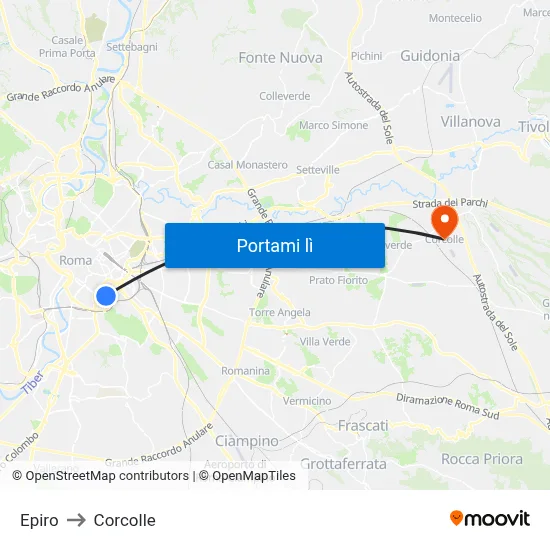 Epiro to Corcolle map