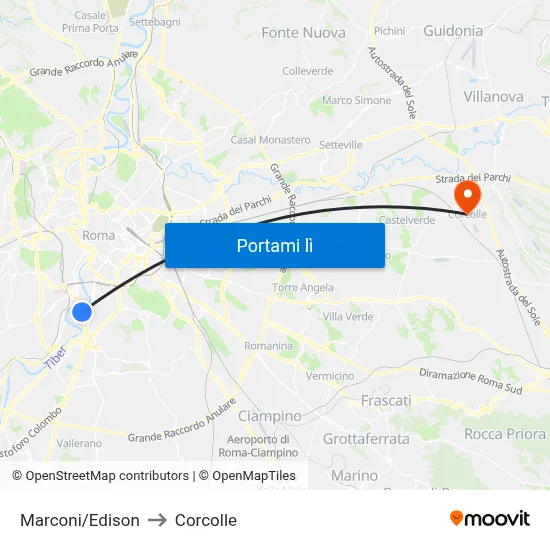 Marconi/Edison to Corcolle map