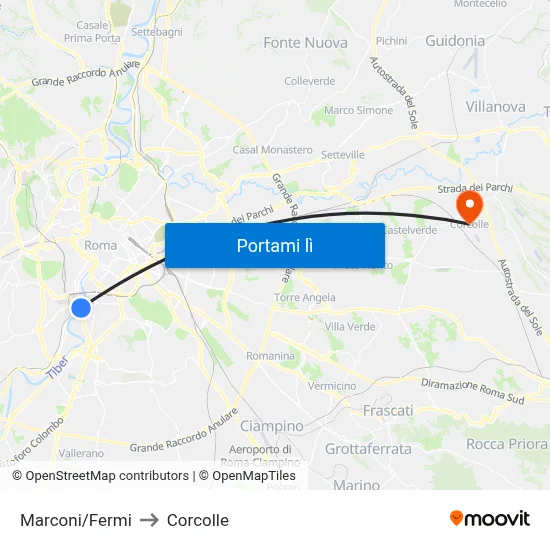 Marconi/Fermi to Corcolle map