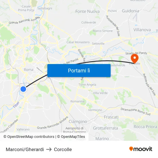 Marconi/Gherardi to Corcolle map