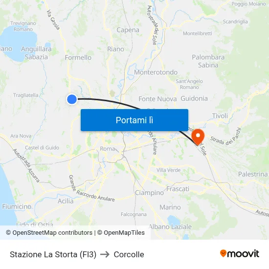 Stazione La Storta (Fl3) to Corcolle map
