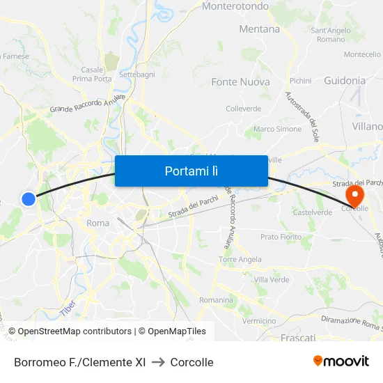 Borromeo F./Clemente XI to Corcolle map