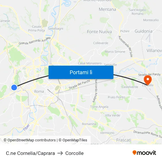 C.ne Cornelia/Caprara to Corcolle map