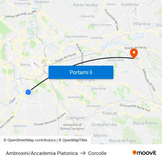 Ambrosini/Accademia Platonica to Corcolle map