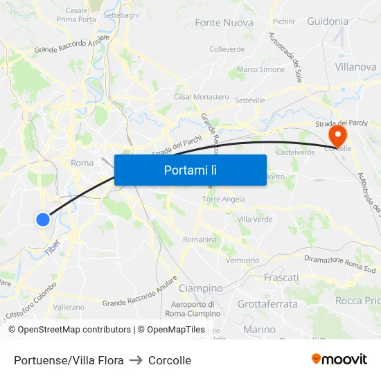 Portuense/Villa Flora to Corcolle map