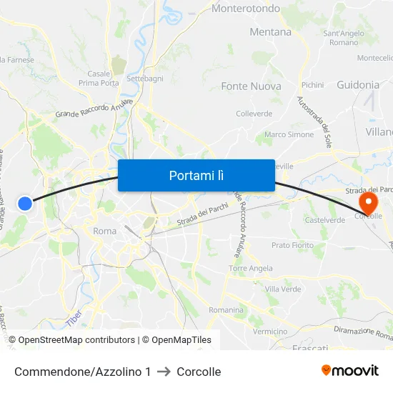Commendone/Azzolino 1 to Corcolle map