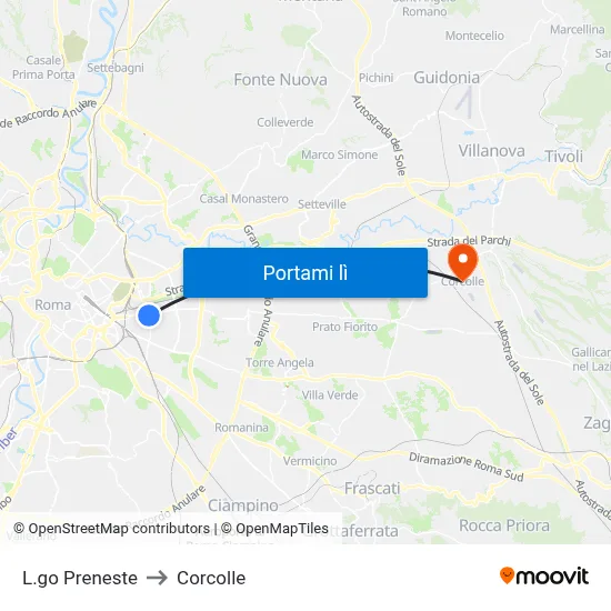 L.go Preneste to Corcolle map